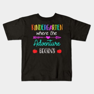 Kindergarten Where The Adventure Begins Shirt Kinder Teacher T-Shirt Kids T-Shirt